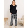 image:imageANRABESS Womens Pajama Sets Sleepwear Lounge Set Fall 2 Piece Outfits PjsBlack  Black Plaid