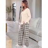 image:imageANRABESS Womens Pajama Sets Sleepwear Lounge Set Fall 2 Piece Outfits PjsParchment  Brown Plaid