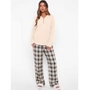 image:imageANRABESS Womens Pajama Sets Sleepwear Lounge Set Fall 2 Piece Outfits PjsParchment  Brown Plaid