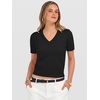 image:imageANRABESS Womens Short Sleeve Sweaters Cropped V NeckBlack