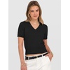 image:imageANRABESS Womens Short Sleeve Sweaters Cropped V NeckBlack
