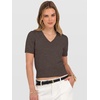 image:imageANRABESS Womens Short Sleeve Sweaters Cropped V NeckBrown