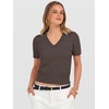 image:imageANRABESS Womens Short Sleeve Sweaters Cropped V NeckBrown