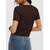 image:imageANRABESS Womens Short Sleeve Sweaters Cropped V NeckCoffee
