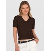 image:imageANRABESS Womens Short Sleeve Sweaters Cropped V NeckCoffee