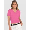 image:imageANRABESS Womens Short Sleeve Sweaters Cropped V NeckHot Pink