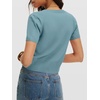 image:imageANRABESS Womens Short Sleeve Sweaters Cropped V NeckLight Blue