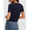 image:imageANRABESS Womens Short Sleeve Sweaters Cropped V NeckNavy Blue