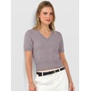 image:imageANRABESS Womens Short Sleeve Sweaters Cropped V NeckNutmeg