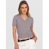 image:imageANRABESS Womens Short Sleeve Sweaters Cropped V NeckNutmeg