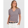 image:imageANRABESS Womens Short Sleeve Sweaters Cropped V NeckNutmeg
