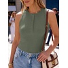image:imageANRABESS Womens Sleeveless Henley High Neck Tank TopArmy Green