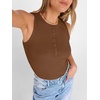 image:imageANRABESS Womens Sleeveless Henley High Neck Tank TopBrown