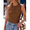 image:imageANRABESS Womens Sleeveless Henley High Neck Tank TopBrown