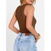 image:imageANRABESS Womens Sleeveless Henley High Neck Tank TopBrown