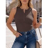 image:imageANRABESS Womens Sleeveless Henley High Neck Tank TopCoffee