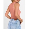 image:imageANRABESS Womens Sleeveless Henley High Neck Tank TopCoral