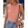 image:imageANRABESS Womens Sleeveless Henley High Neck Tank TopCoral