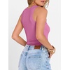 image:imageANRABESS Womens Sleeveless Henley High Neck Tank TopHot Pink