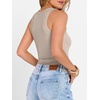 image:imageANRABESS Womens Sleeveless Henley High Neck Tank TopKhaki