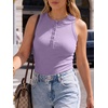 image:imageANRABESS Womens Sleeveless Henley High Neck Tank TopLight Purple