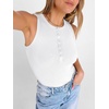 image:imageANRABESS Womens Sleeveless Henley High Neck Tank TopWhite