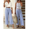 image:imageANRABESS Womens Striped Gingham Palazzo PantsBlue White Stripe