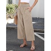 image:imageANRABESS Womens Striped Gingham Palazzo PantsLight Brown White Plaid
