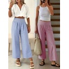 image:imageANRABESS Womens Striped Gingham Palazzo PantsRed White Stripe