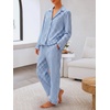image:imageANRABESS Womens Striped amp Gingham Pajama SetsDeep Blue White Stripe