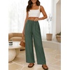 image:imageANRABESS Womens Wide Leg Linen PantsArmy Green