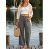 image:imageANRABESS Womens Wide Leg Linen PantsDark Grey