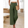 image:imageANRABESS Womens Wide Leg Linen PantsDeep Green