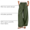 image:imageANRABESS Womens Wide Leg Linen PantsDeep Green