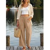 image:imageANRABESS Womens Wide Leg Linen PantsLight Khaki