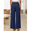 image:imageANRABESS Womens Wide Leg Linen PantsNavy Blue