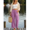 image:imageANRABESS Womens Wide Leg Linen PantsPurple