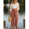 image:imageANRABESS Womens Wide Leg Linen PantsRust Red