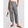 image:imageANRABESS Womens Wide Leg Palazzo Capri Barrel PantsBlack White Plaid