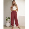 image:imageANRABESS Womens Wide Leg Palazzo Capri Barrel PantsBrick Red