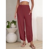 image:imageANRABESS Womens Wide Leg Palazzo Capri Barrel PantsBrick Red