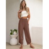 image:imageANRABESS Womens Wide Leg Palazzo Capri Barrel PantsBrown Red