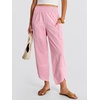 image:imageANRABESS Womens Wide Leg Palazzo Capri Barrel PantsPink White Plaid