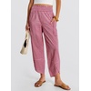 image:imageANRABESS Womens Wide Leg Palazzo Capri Barrel PantsRed White Plaid