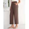 image:imageANRABESS Womens Wide Leg Pants Cropped Work Palazzo TrousersBrown