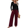 image:imageANRABESS Pajamas for Women Long Sleeve 2 Piece Lounge SetsRed Plaid
