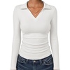 image:imageANRABESS Womens Long Sleeve Fitted Polo Shirts Fall Business Casual TopWhite