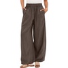 image:imageANRABESS Womens Wide Leg Linen PantsCoffee