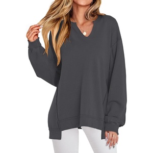 image:imageANRABESS Sweatshirt for Women VNeck Oversized Fall OutfitsDark Grey