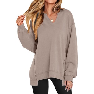 image:imageANRABESS Sweatshirt for Women VNeck Oversized Fall OutfitsDark Khaki